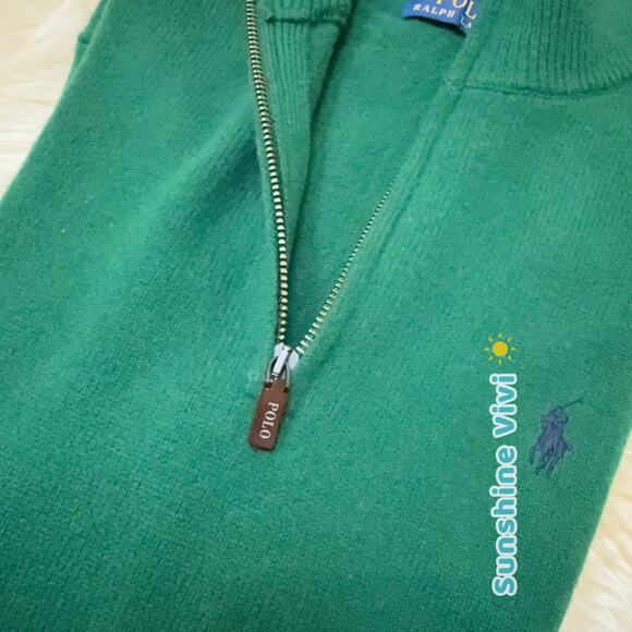 NEW POLO Ralph Lauren Wool Alpaca Pullover Zip Neck Sweater Green Men's small - Picture 9 of 11